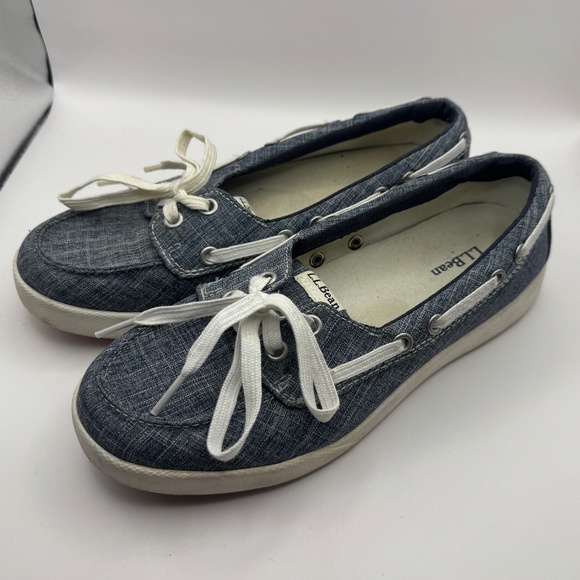 Women's LL Bean Canvas Deck Boat Shoe Loafers - size 7 - Picture 1 of 6